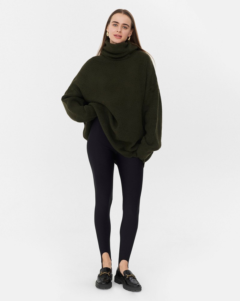 Подовжений светр крою оверсайз FASHIONISTA кольору хакі