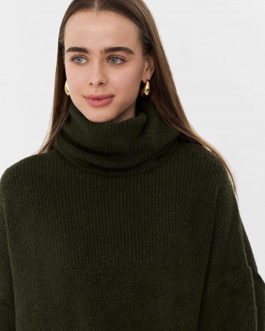 Подовжений светр крою оверсайз FASHIONISTA кольору хакі