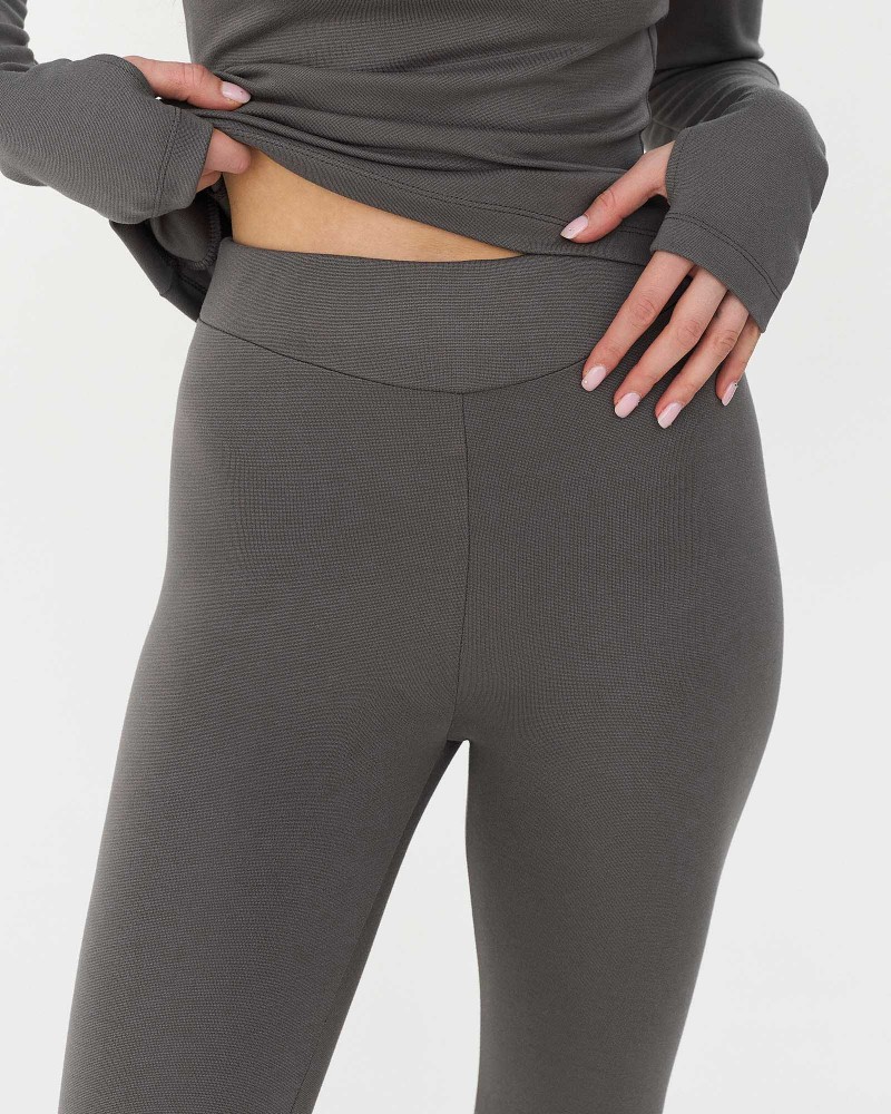 Сірі базові легінси зі штрипками подовжені FASHIONISTA