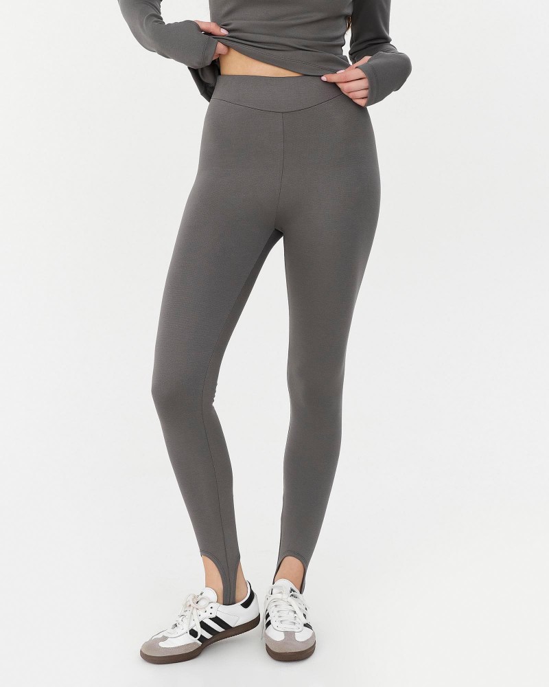 Сірі базові легінси зі штрипками подовжені FASHIONISTA