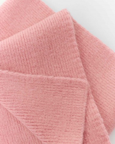 Рожевий в'язаний шарф в рубчик FASHIONISTA