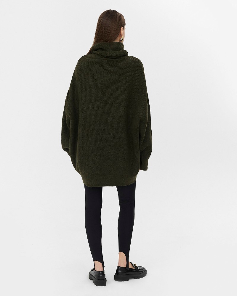 Подовжений светр крою оверсайз FASHIONISTA кольору хакі