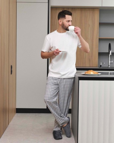 Штани піжамні Oliver в клітинку від FASHIONISTA сірий