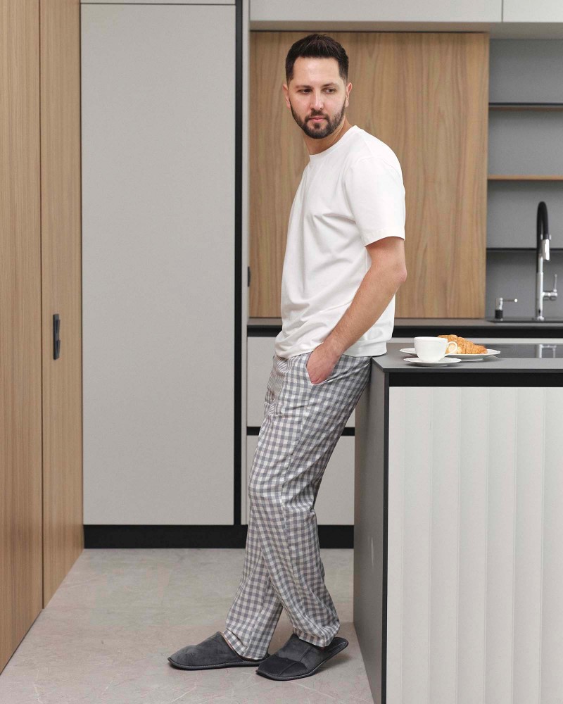 Штани піжамні Oliver в клітинку від FASHIONISTA сірий