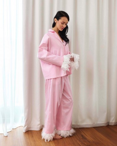 Штани піжамні Elise з декоративним пір'ям від FASHIONISTA рожевий