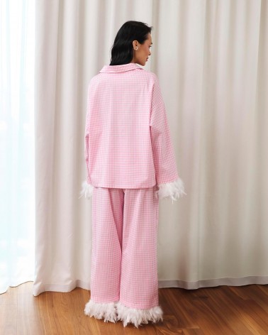 Штани піжамні Elise з декоративним пір'ям від FASHIONISTA рожевий