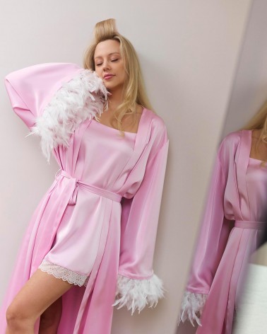 Халат сатиновий Estelle від FASHIONISTA рожевий