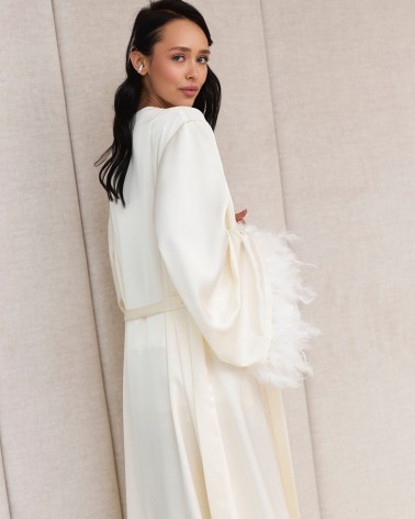 Халат сатиновий Estelle від FASHIONISTA молочний