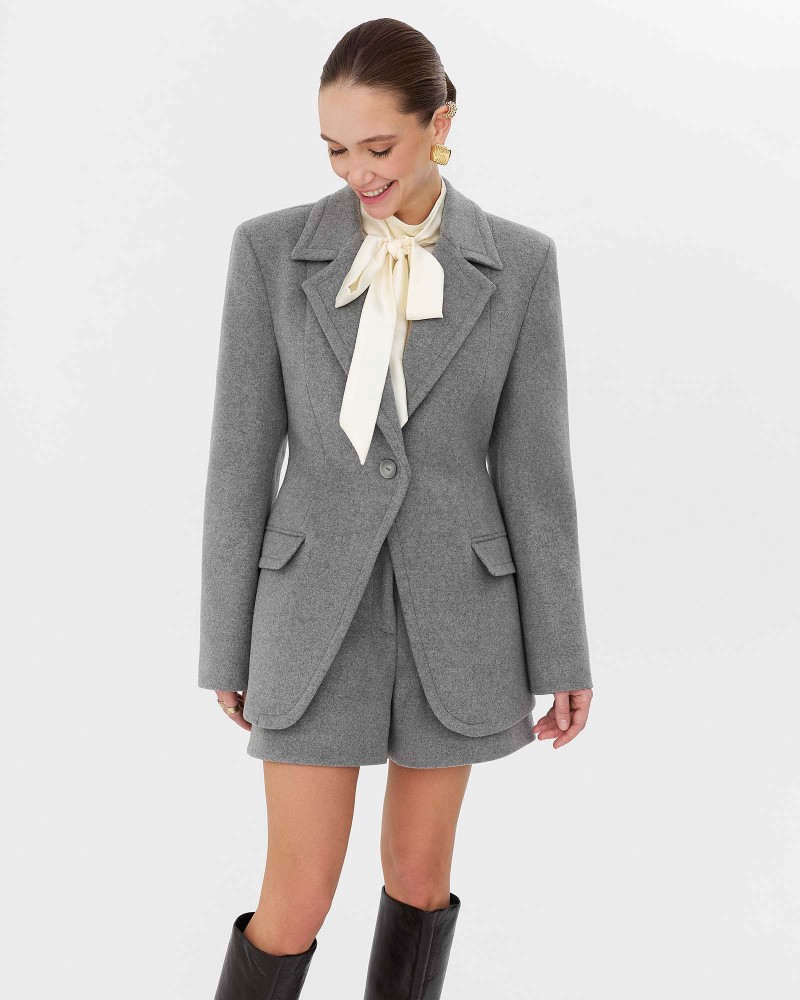 Сірий жакет Select з вовни FASHIONISTA