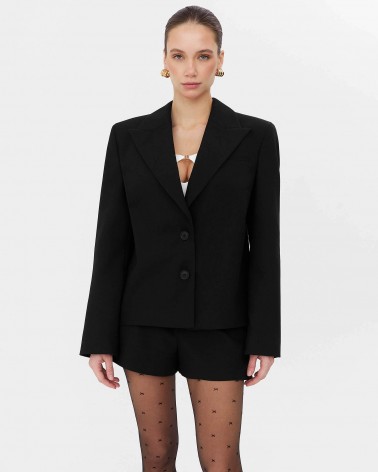 Чорний базовий піджак з поясом FASHIONISTA