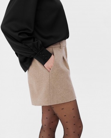 Бежеві вовняні шорти з високою посадкою FASHIONISTA