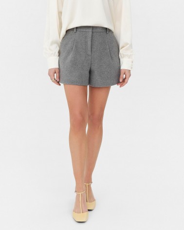 Сірі вовняні шорти з високою посадкою FASHIONISTA
