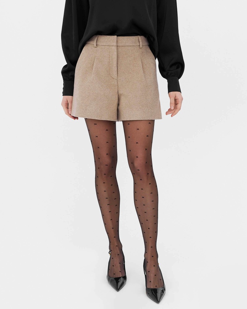 Бежеві вовняні шорти з високою посадкою FASHIONISTA