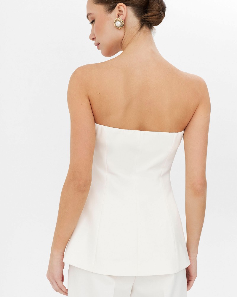 Молочний Allure корсет з ґудзиками та імітацією кишень FASHIONISTA Молочний Allure корсет з ґудзиками та імітацією кишень FASHIONISTA