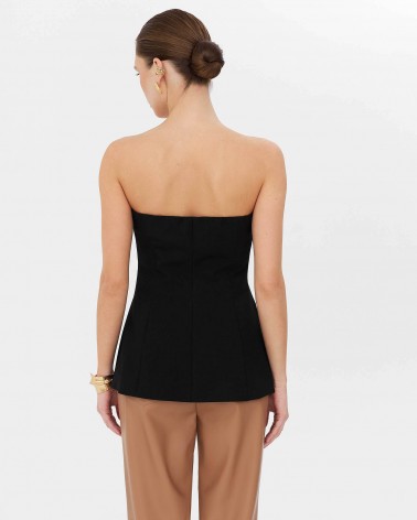 Чорний Allure корсет з ґудзиками та імітацією кишень FASHIONISTA