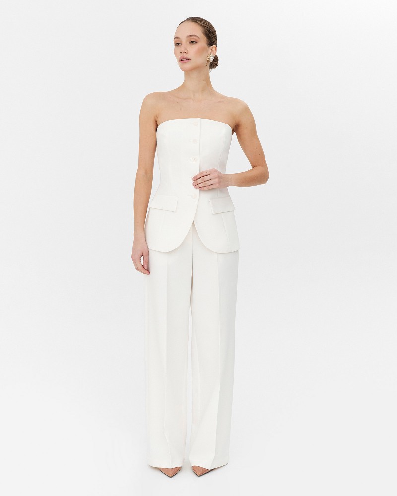 Молочний Allure корсет з ґудзиками та імітацією кишень FASHIONISTA Молочний Allure корсет з ґудзиками та імітацією кишень FASHIONISTA