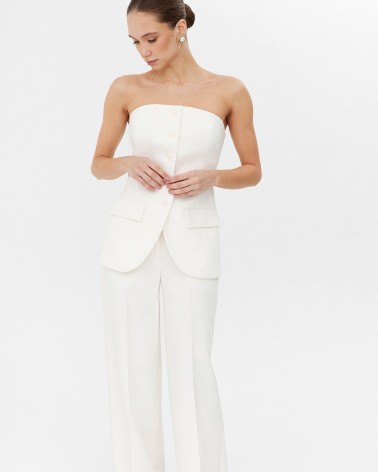 Молочний Allure корсет з ґудзиками та імітацією кишень FASHIONISTA