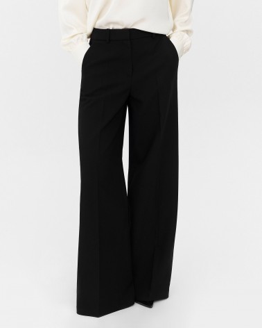 Чорні штани-палацо із запрасованими стрілками FASHIONISTA