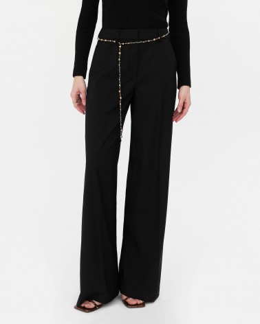 Чорні штани-палацо із запрасованими стрілками FASHIONISTA