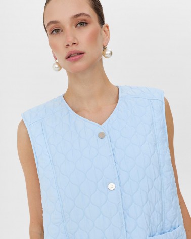 Блакитний стьобаний жилет з кишенями FASHIONISTA