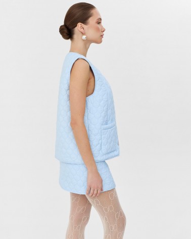 Блакитний стьобаний жилет з кишенями FASHIONISTA