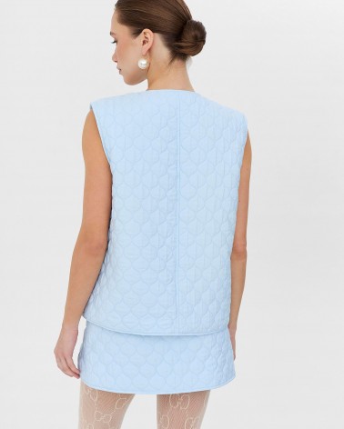 Блакитний стьобаний жилет з кишенями FASHIONISTA