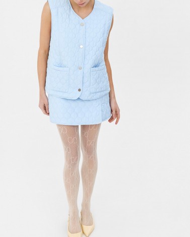 Блакитний стьобаний жилет з кишенями FASHIONISTA