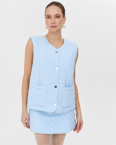 Блакитний стьобаний жилет з кишенями FASHIONISTA