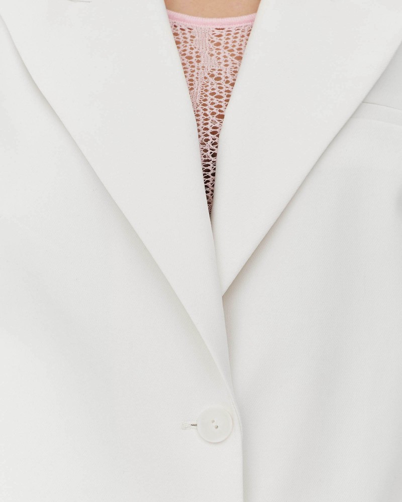 Молочний базовий піджак з поясом FASHIONISTA