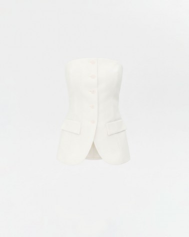 Молочний Allure корсет з ґудзиками та імітацією кишень FASHIONISTA