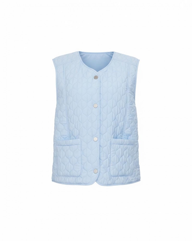 Блакитний стьобаний жилет з кишенями FASHIONISTA
