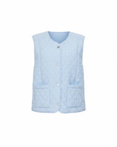 Блакитний стьобаний жилет з кишенями FASHIONISTA