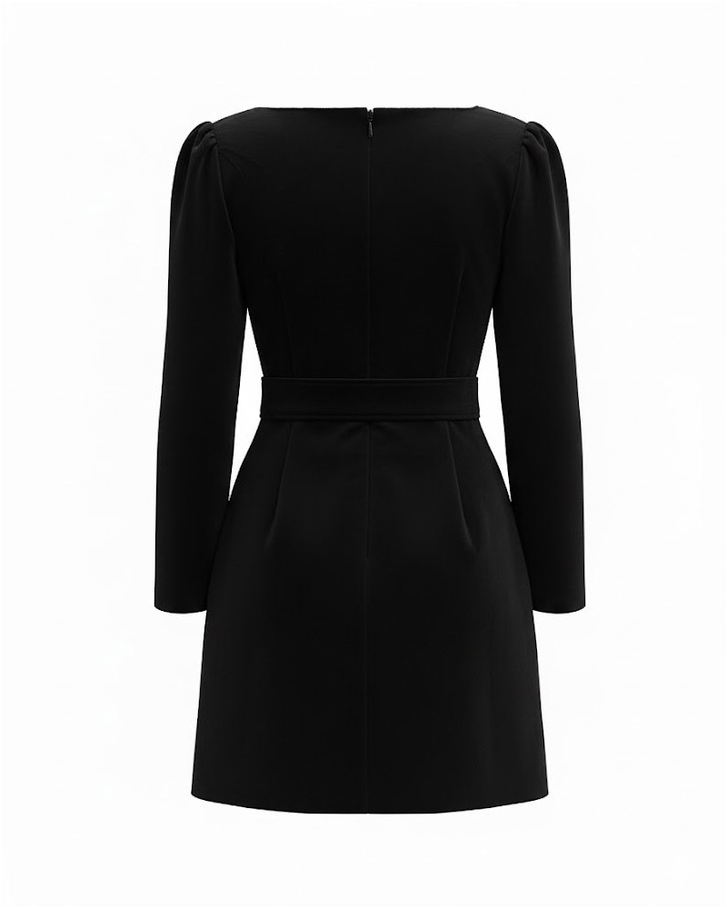 Чорна мінісукня з прямокутним вирізом та поясом FASHIONISTA