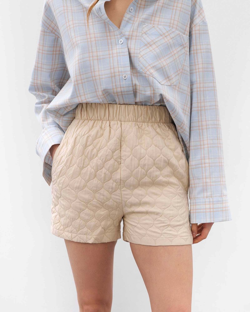 Світло-бежеві стьобані короткі шорти Bubble FASHIONISTA