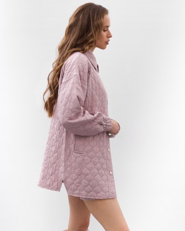Лілова стьобана сорочка Bubble з поясом FASHIONISTA
