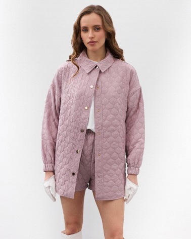 Лілова стьобана сорочка Bubble з поясом FASHIONISTA