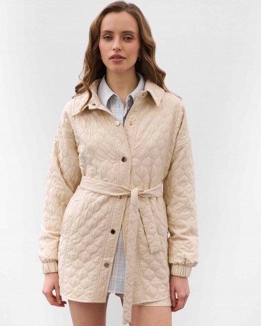 Світло-бежева стьобана сорочка Bubble з поясом FASHIONISTA