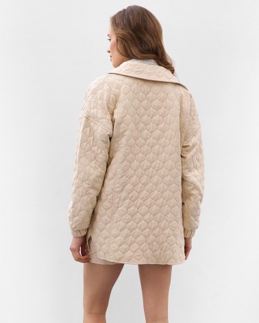 Світло-бежева стьобана сорочка Bubble з поясом FASHIONISTA