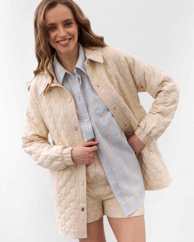 Світло-бежева стьобана сорочка Bubble з поясом FASHIONISTA