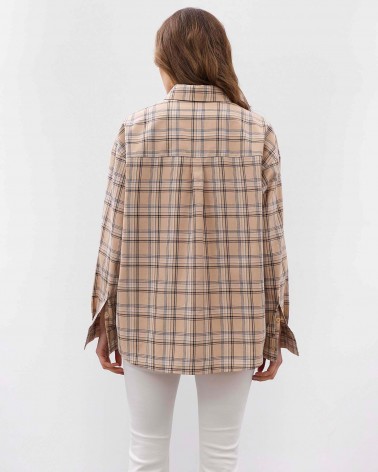 Бежева картата сорочка FASHIONISTA