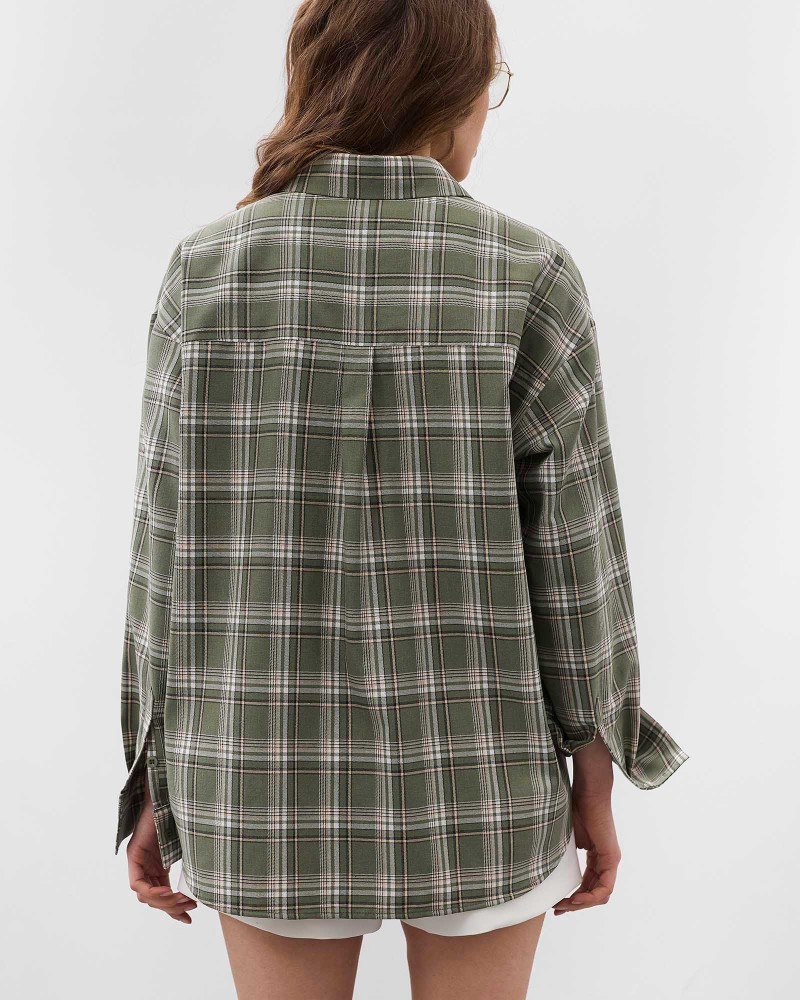 Оливкова картата сорочка FASHIONISTA