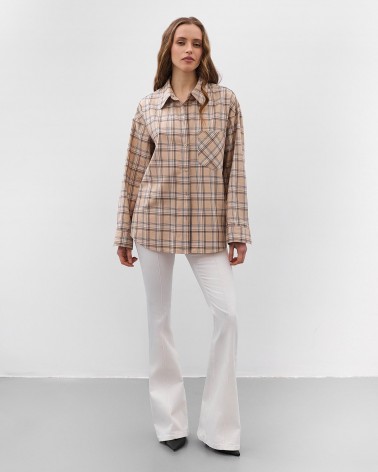Бежева картата сорочка FASHIONISTA