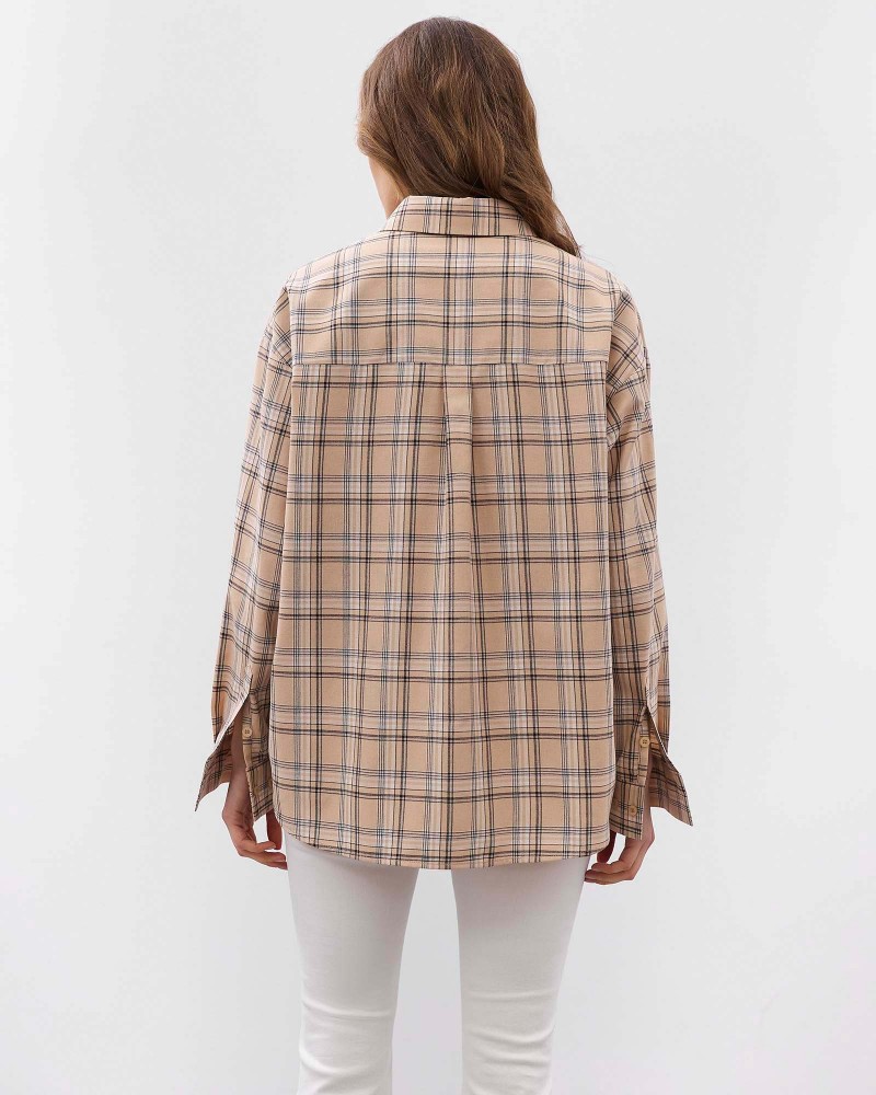 Бежева картата сорочка FASHIONISTA