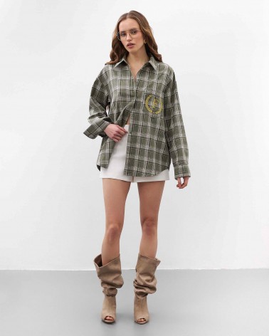 Оливкова картата сорочка FASHIONISTA