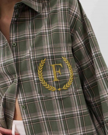 Оливкова картата сорочка FASHIONISTA