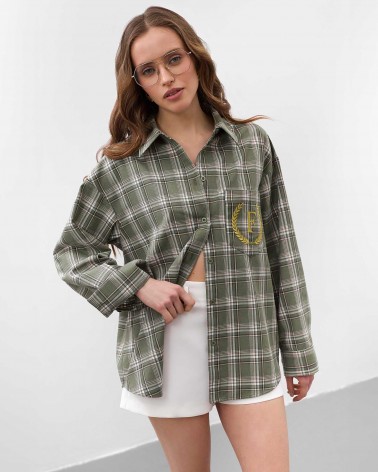 Оливкова картата сорочка FASHIONISTA