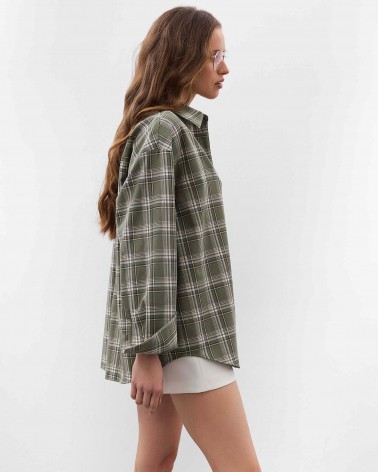 Оливкова картата сорочка FASHIONISTA