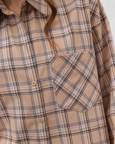 Бежева картата сорочка FASHIONISTA