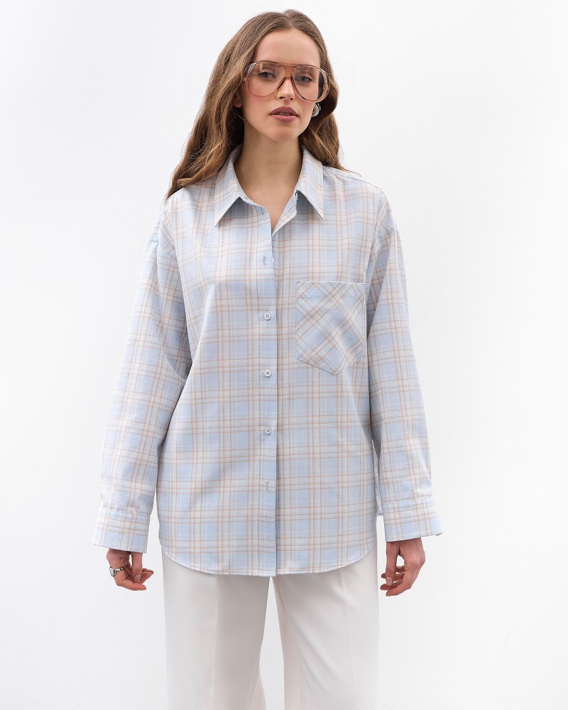 Блакитна картата сорочка FASHIONISTA