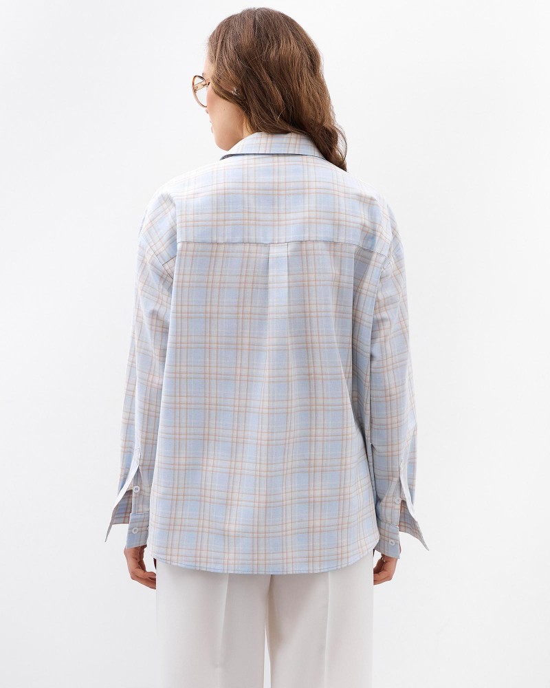 Блакитна картата сорочка FASHIONISTA